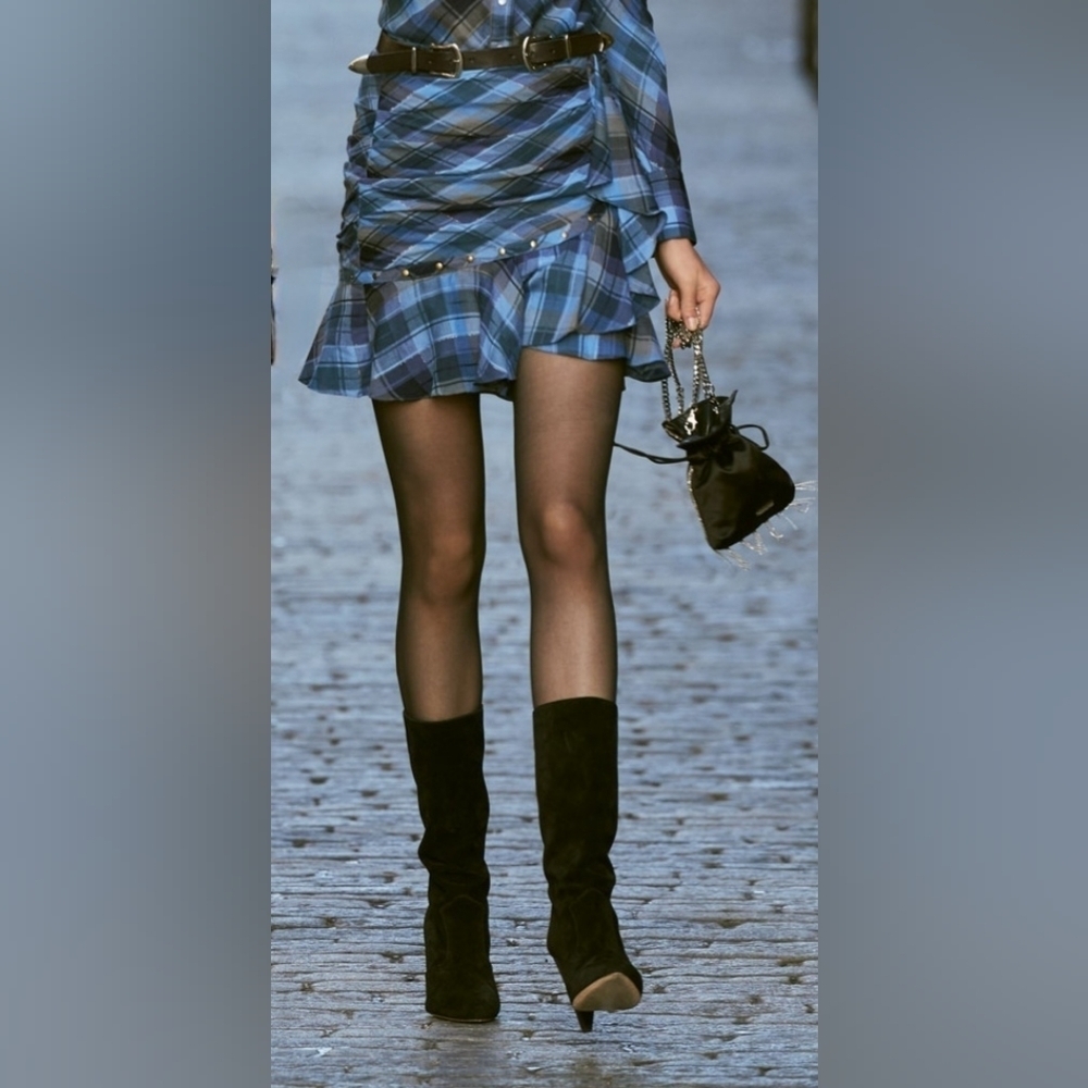 Veronica Beard Parris Plaid Ruffle Tulip Skirt